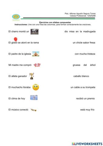 Ejercicios con sílabas compuestas