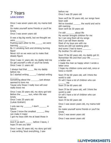 Listening: 7 Years Old - Lukas Graham