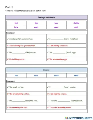 Non-Action (Stative) Verbs