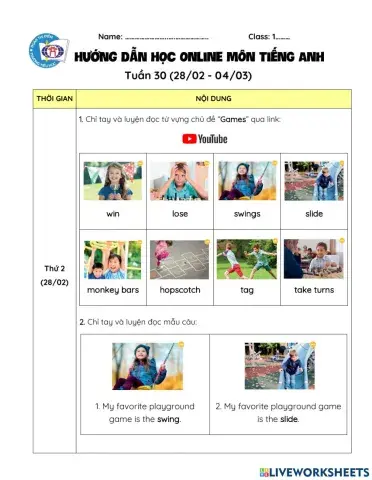 Hướng dẫn học tuần 30