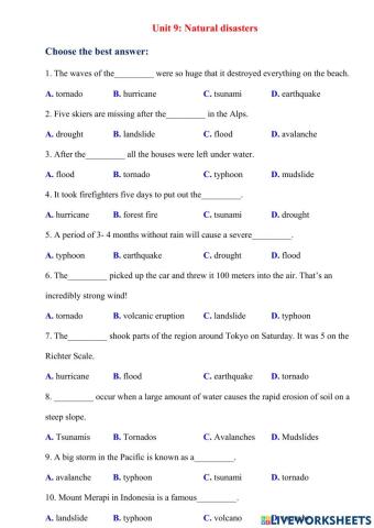 Natural disasters voc