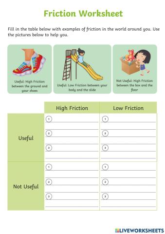 Friction Worksheet
