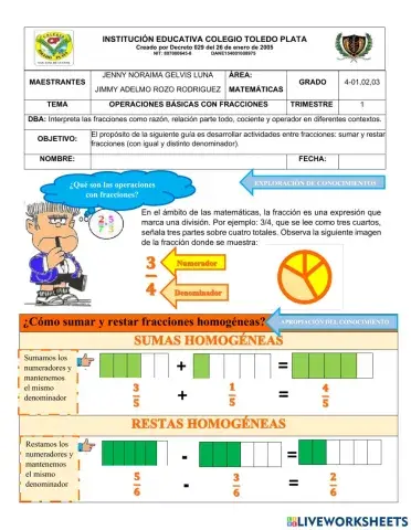 Sumas y restas entre fracciones homogéneas y heterogéneas