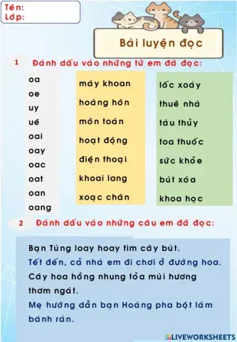 TV 1 Luyện đọc chủ đề 19