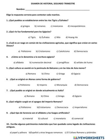 Valoración Historia 2do trimestre