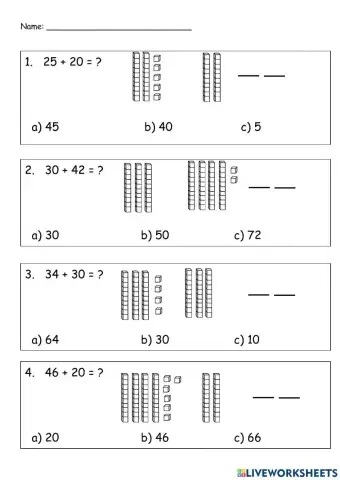 Adding tens with Base ten blocks