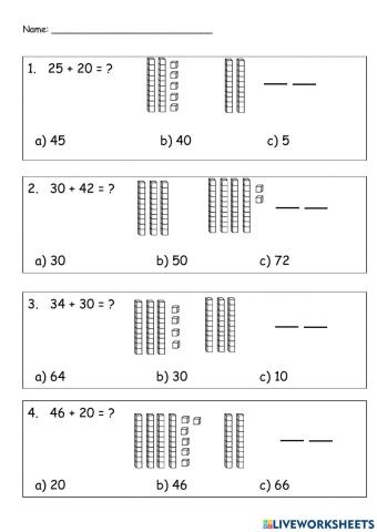 Adding tens with Base ten blocks