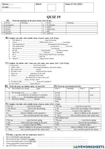 Quiz 19-Grade 6-2022-February-4