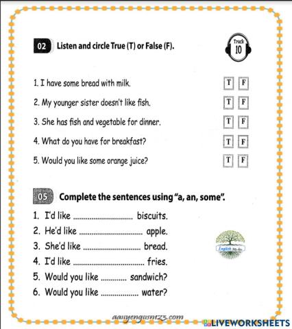 Unit 14: Would you like some milk?