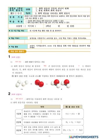 3-1-2. 화학 반응을 나타내는 화학 반응식