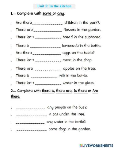 Unit 5: In the kitchen
