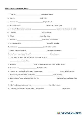 Compartive: exercises