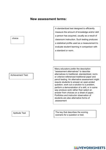 New assessment terms