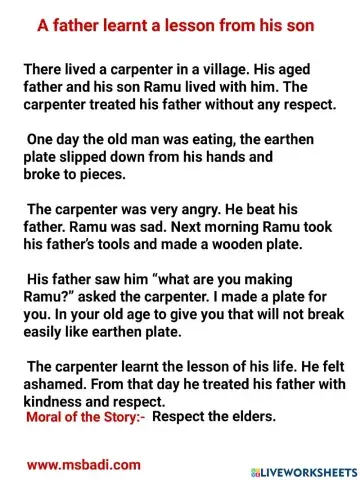 Day-19-english story-a father learnt a lesson from his son