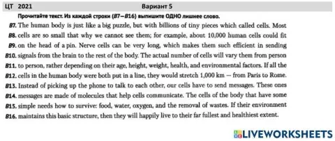 ЦТ 2021 Вариант 5 Лишнее слово