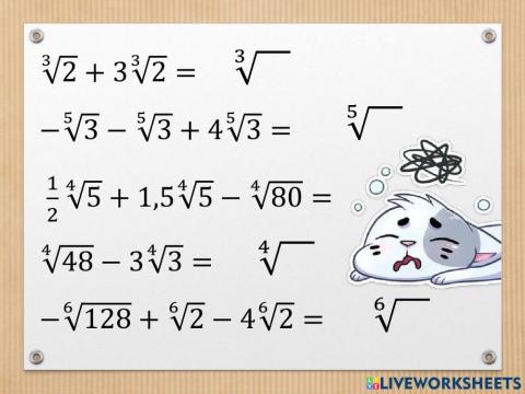 Арифметические действия с корнями n-ной степени