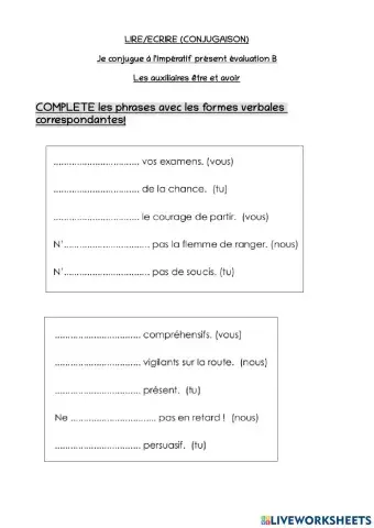Imperatif present avoir etre eval b