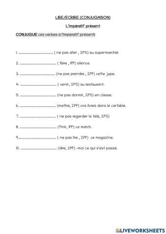 Imperatif present évaluation