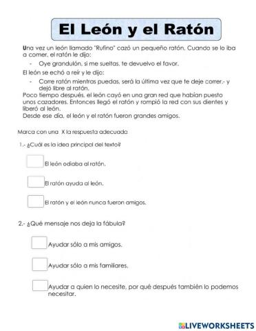 Audiolectura El león y el ratón