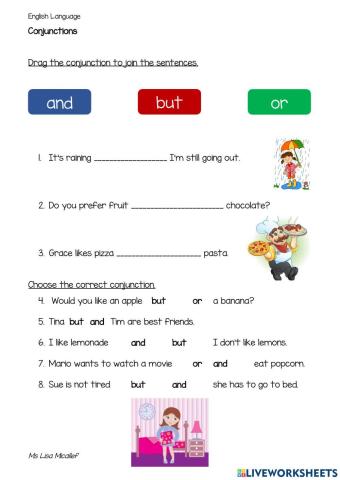 Conjunctions - and, but, or