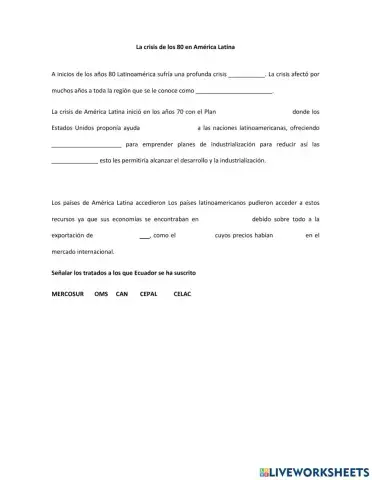 La crisis de los años 80