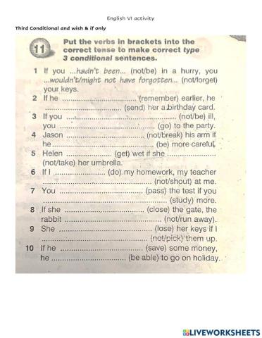 Third conditional & wish - if only