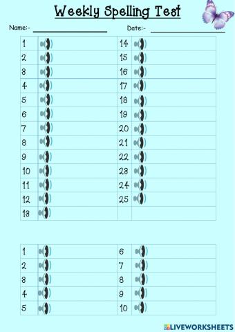 CHSS Spelling Test T1W5