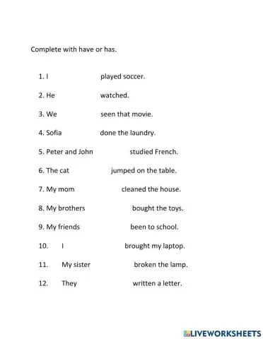 Present perfect haave or has