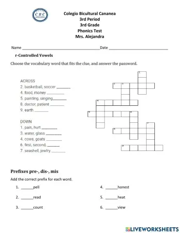 Phonics 3rd Period Test
