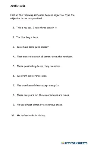 Identifying adjectives