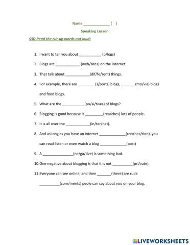 Speaking about Blogs