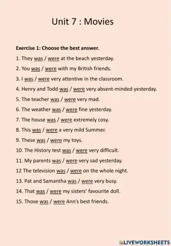 SW 6- Unit 7: Movies