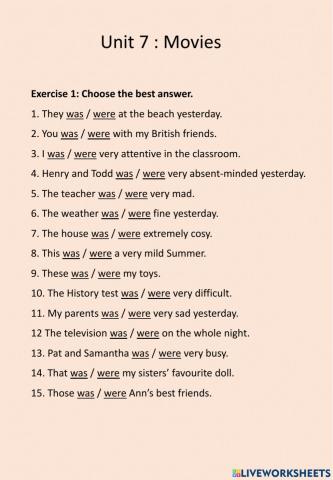 SW 6- Unit 7: Movies