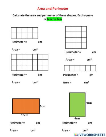 Area and perimeter of rectangles