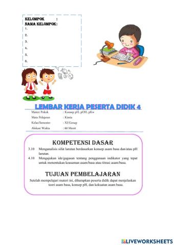 LKPD KONVENSIONAL KONSEP pH, pOH, pKw