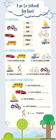 I go to school by bus