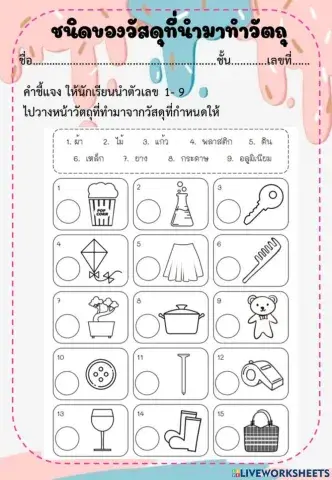 ชนิดของวัสดุที่นำมาทำวัตถุ