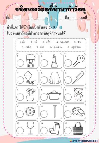 ชนิดของวัสดุที่นำมาทำวัตถุ