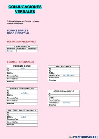 Conjugaciones y tiempos verbales