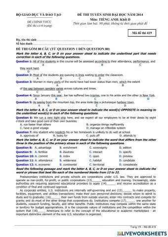 Đề thi đại học