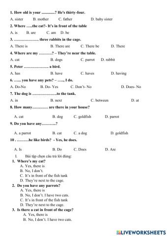 Unit 16- luyện tập -lớp 3