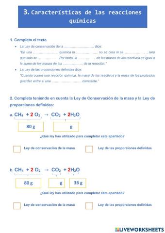 Características de las reacciones químicas
