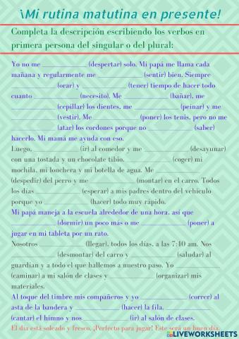 Mi rutina matutina