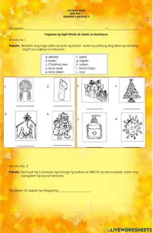 Pagbasa ng Sight Words at Labels sa Ilustrasyon