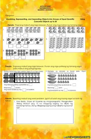 Visualizing, Representing, and Separating Objects into Groups of Equal Quantity            Using Concrete Objects up to 50