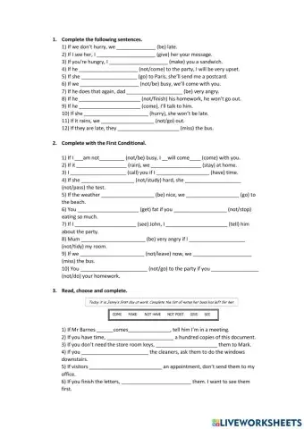 Zero and First conditionals