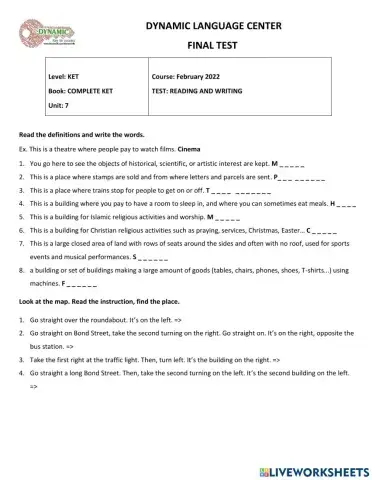 Complete ket - final test - unit 7