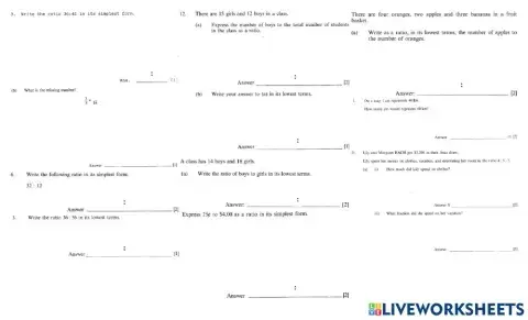 BJC Ratio Review Sheet