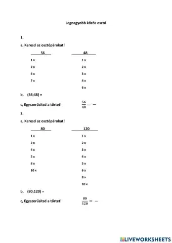 Legnagyobb közös osztó