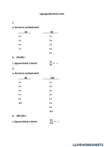 Legnagyobb közös osztó